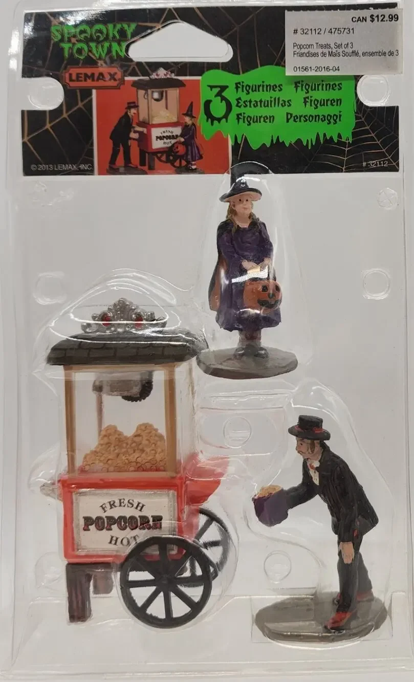 2013 LEMAX SPOOKY TOWN POPCORN TREATS 32112 SET OF 3 HALLOWEEN FIGURES
